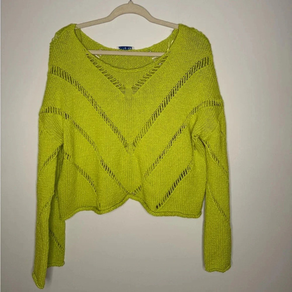 100% Cotton Boho Avocado Green Knit Sweater ⭑ Size M - Picture 10 of 14